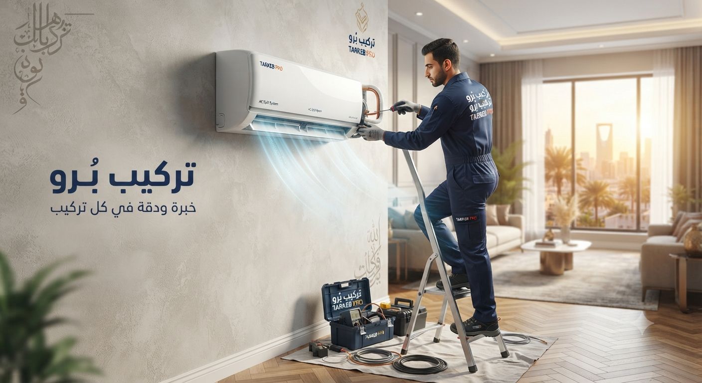 فني تركيب برو يركّب مكيف سبليت على الجدار